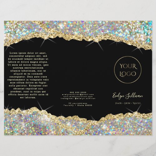 Faux glitter gold sequin brochure