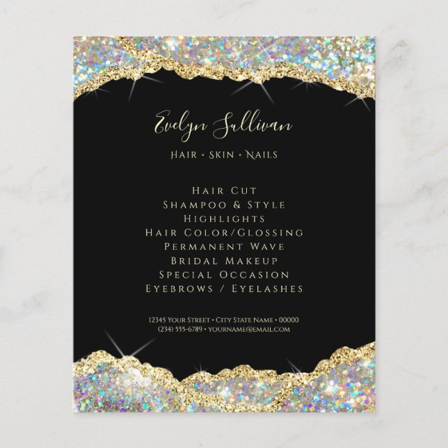 Faux glitter gold sequin flyer (Front)