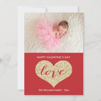 Faux Glitter Heart | Valentine's Day Cards by fancypaperie at Zazzle