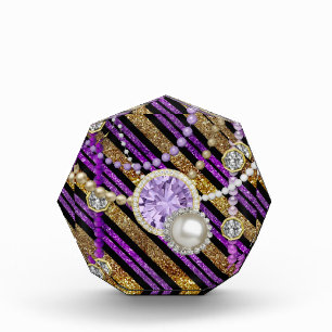 Faux Glitter & Jewels Purple & Gold Tones Award
