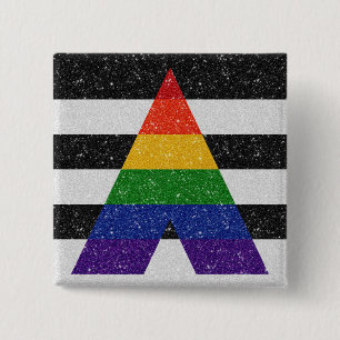 Faux Glitter LGBT Ally Pride Flag Background Pinback Button