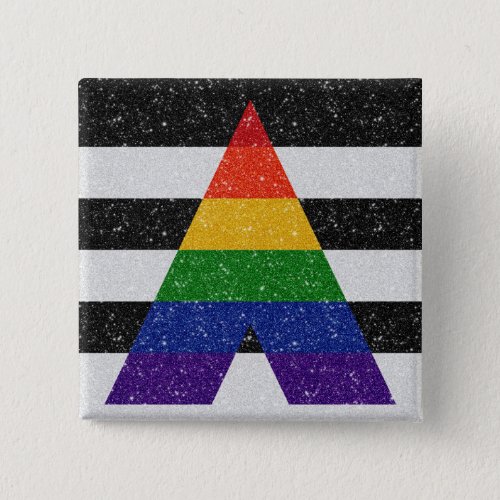 Faux Glitter LGBT Ally Pride Flag Background Pinback Button