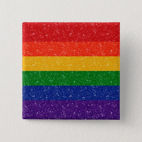 Faux Glitter LGBTQ Pride Rainbow Flag  Pinback Button