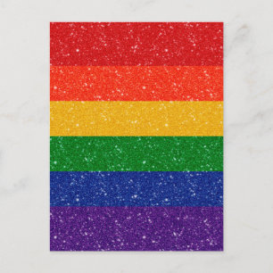 Faux Glitter LGBTQ Pride Rainbow Flag Postcard