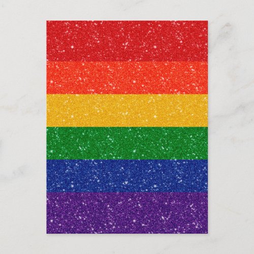 Faux Glitter LGBTQ Pride Rainbow Flag  Postcard