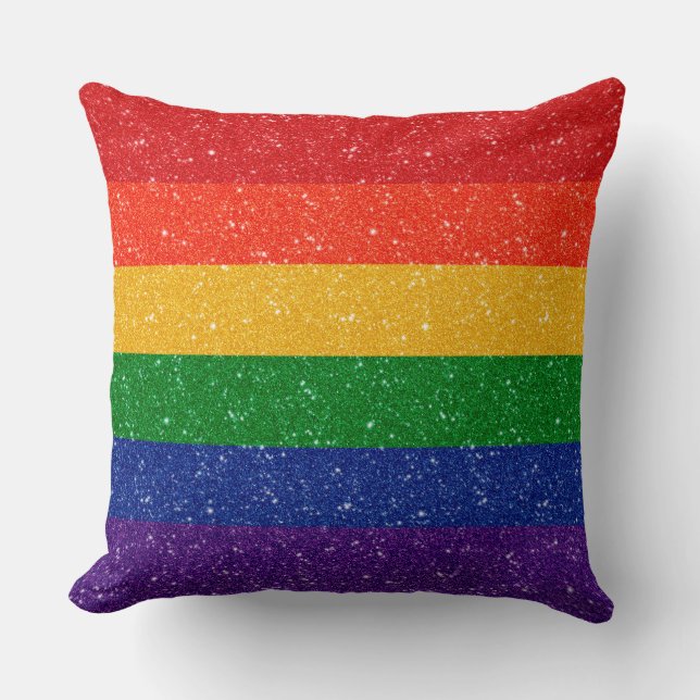 Faux Glitter LGBTQ Pride Rainbow Flag  Throw Pillow (Front)