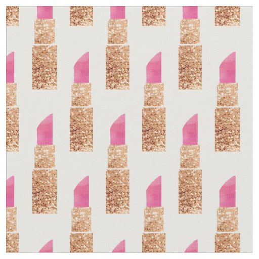 Faux Glitter Lipstick Makeup Beauty Pattern Fabric