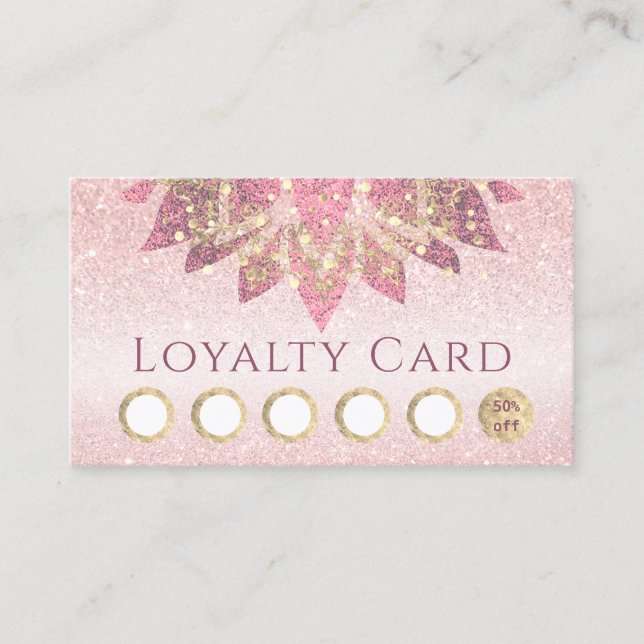 faux glitter lotus logo loyalty card (Front)