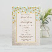 FAUX Glitter Mint Gold confetti Bridal Shower Invitation (Standing Front)