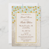 FAUX Glitter Mint Gold confetti Bridal Shower Invitation (Front)