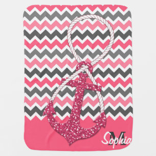 faux glitter nautical anchor infinity symbol baby blanket