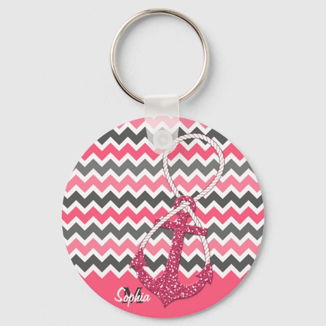 faux glitter nautical anchor infinity symbol keychain (Front)