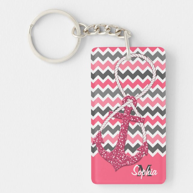 faux glitter nautical anchor infinity symbol keychain (Front)