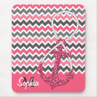 faux glitter nautical anchor infinity symbol mouse pad