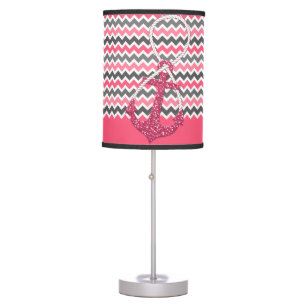 faux glitter nautical anchor infinity symbol table lamp