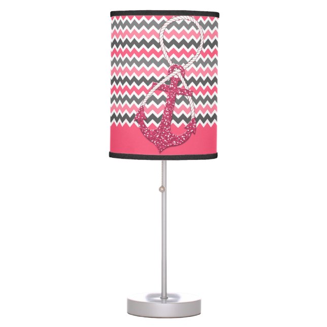 faux glitter nautical anchor infinity symbol table lamp (Front)