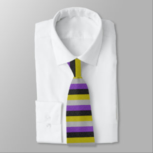 Faux Glitter Non-Binary Pride Flag Background Tie
