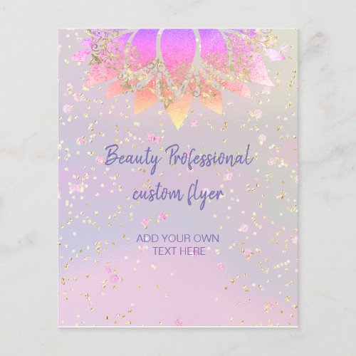 faux glitter on faux holographic effect flyer