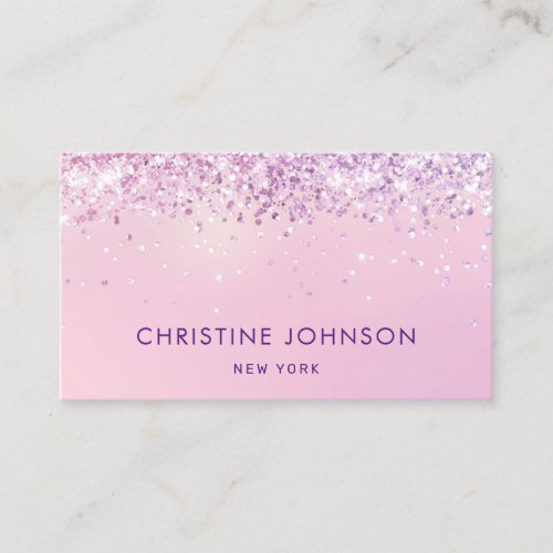 faux glitter on pale pink business card