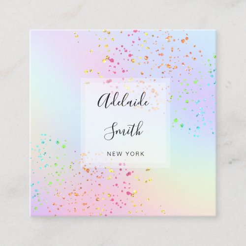FAUX glitter on pastel colors gradients Square Business Card