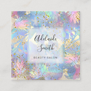 FAUX glitter on watercolor tropical design Square Square Business Card