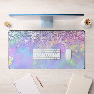 faux glitter opal business card desk mat
