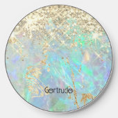 faux glitter opal design wireless charger  (Front)