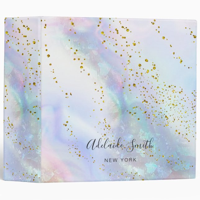 faux glitter opal inspired abstract background 3 ring binder (Front/Spine)
