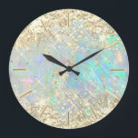 FAUX glitter opal  Large Clock<br><div class="desc">please note the holographic effect is not real,  but just simulated</div>