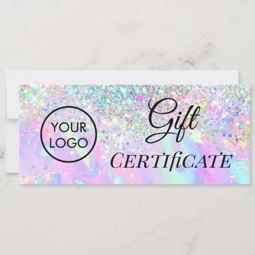 faux glitter opal logo gift certificate