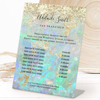 Faux Glitter Opal Price List Pedestal Sign by holyart at Zazzle