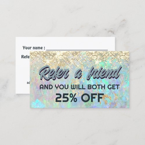  faux glitter opal referral card