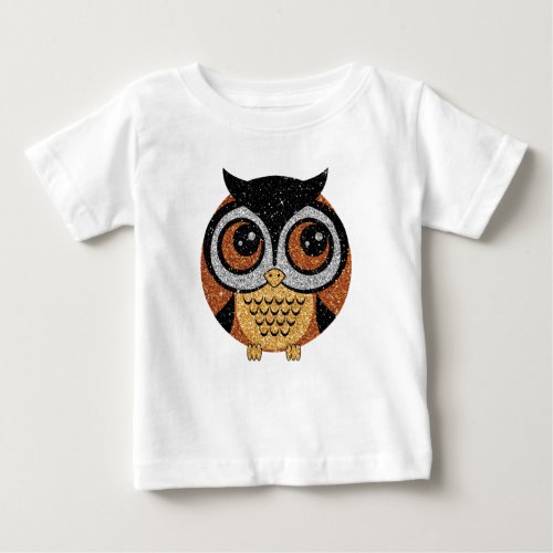 Faux Glitter Owl Baby T_Shirt