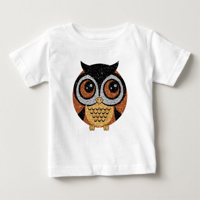 Faux Glitter Owl Baby T-Shirt (Front)