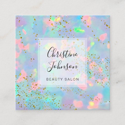 FAUX glitter pastel colors opal Square Business Card