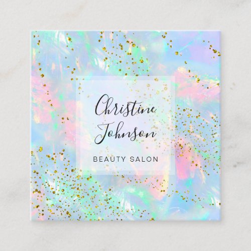 FAUX glitter pastel colors opal Square Business Card