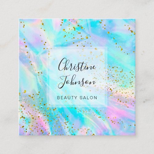 FAUX glitter pastel colors Square Business Card