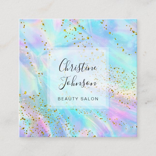 FAUX glitter pastel colors Square Business Card (Front)