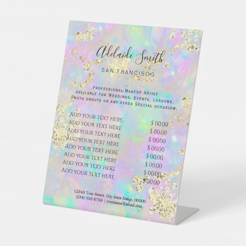 faux glitter pastel opal price list Pedestal Sign