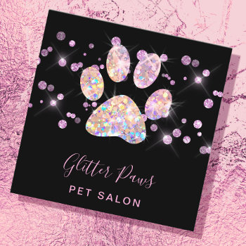 Faux Glitter Paw Print Square Business Card by indiamylove at Zazzle