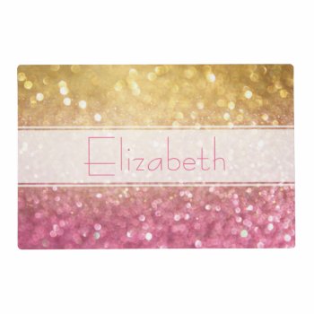 Faux Glitter Personalized Placement Placemat by charmingink at Zazzle
