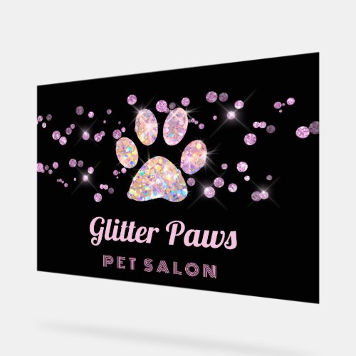 faux glitter pet salon acrylic sign