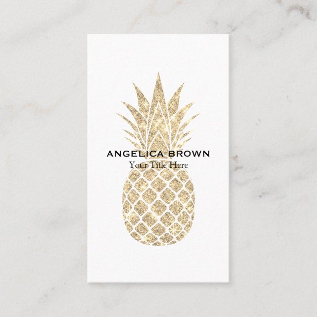 Faux Glitter Pineapple Business Card (Front)