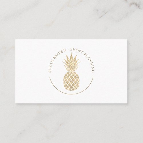 Faux Glitter Pineapple Logo Business Card