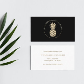 Faux Glitter Pineapple Logo Business Card by istanbuldesign at Zazzle