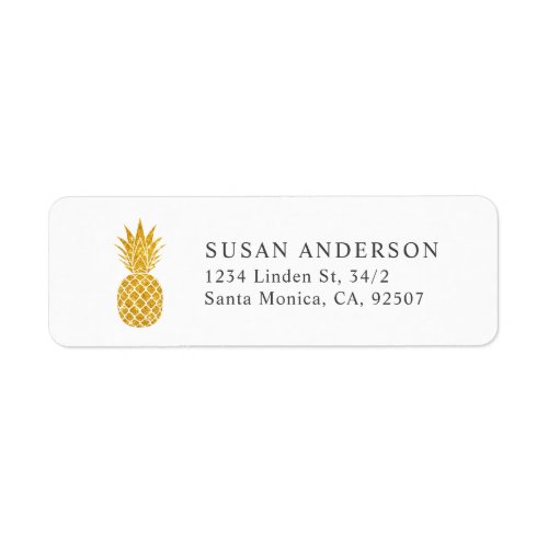 Faux Glitter Pineapple Return Address Label