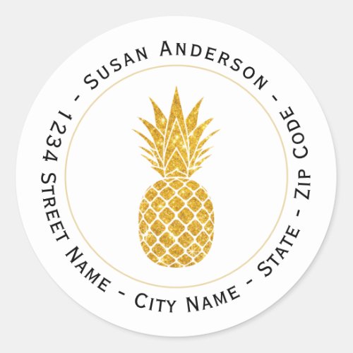 Faux Glitter Pineapple Return Address Label