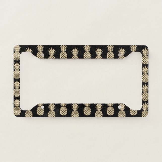 Faux Glitter Pineapples License Plate Frame (Front)