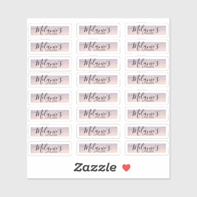 Faux Glitter Pink Lip Gloss Logo Branding    Sticker (Sheet)