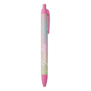 Faux Glitter Pink Pastel Rainbow Monogrammed Pen